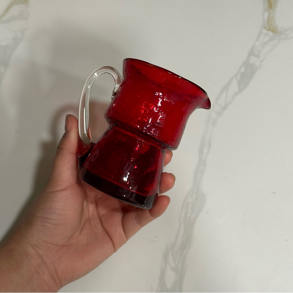 VINTAGE RUBY HANDMADE GLASS BLOWN CUP - Picture 2 of 6